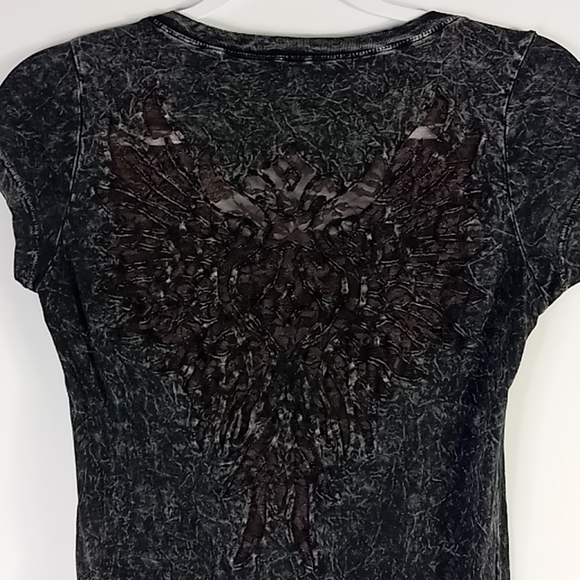 American age Acid Wash Lace Wing Back Tshirt Size M - Picture 5 of 14